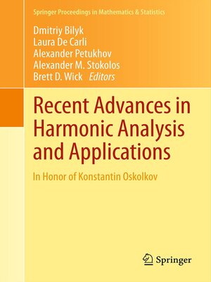 cover image of Recent Advances in Harmonic Analysis and Applications